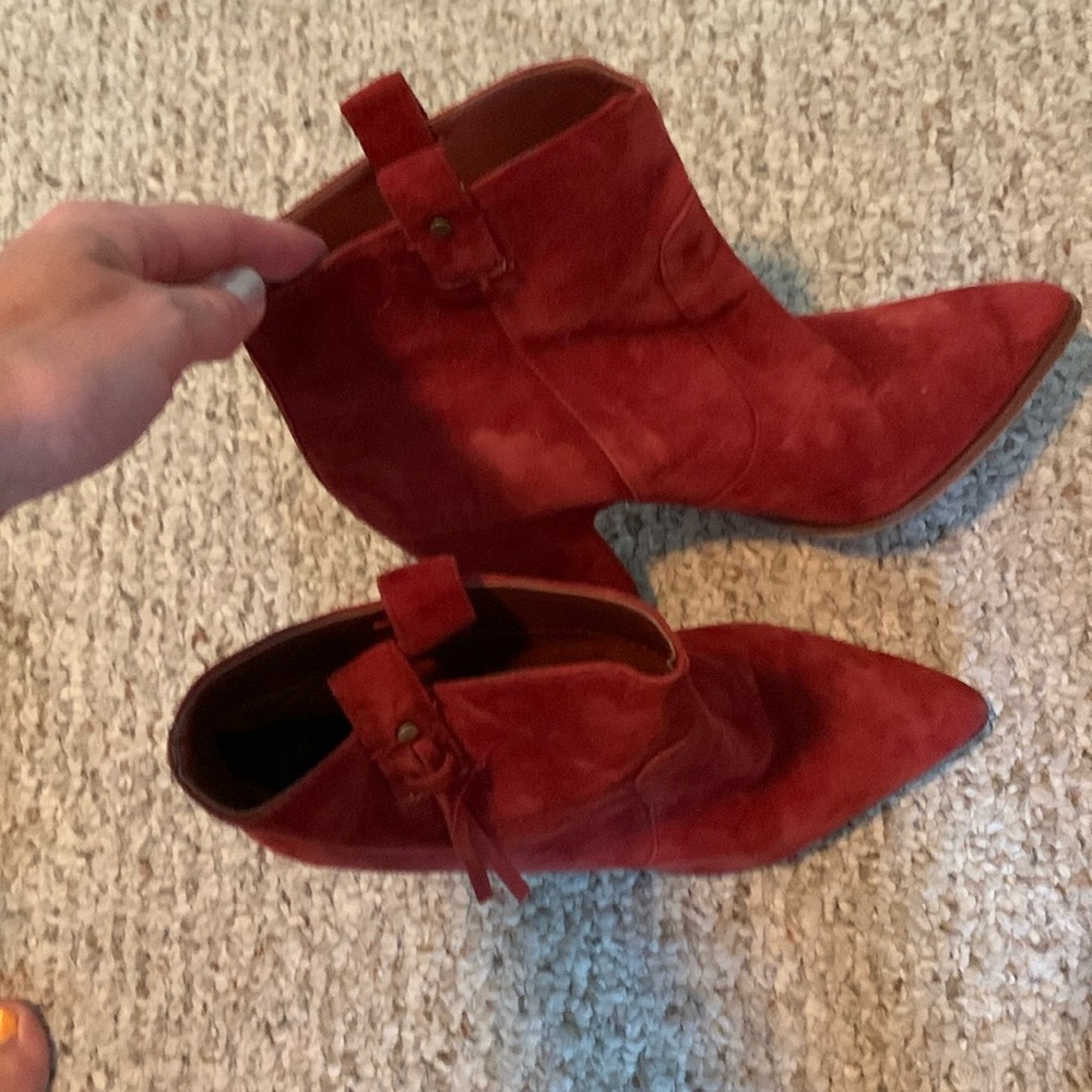 Sam Edelman Red Suede Ankle Booties
